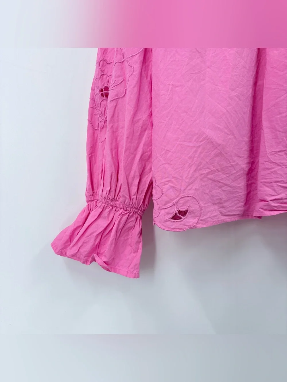 Free People Bubblegum Pink Maisie Cutwork Top